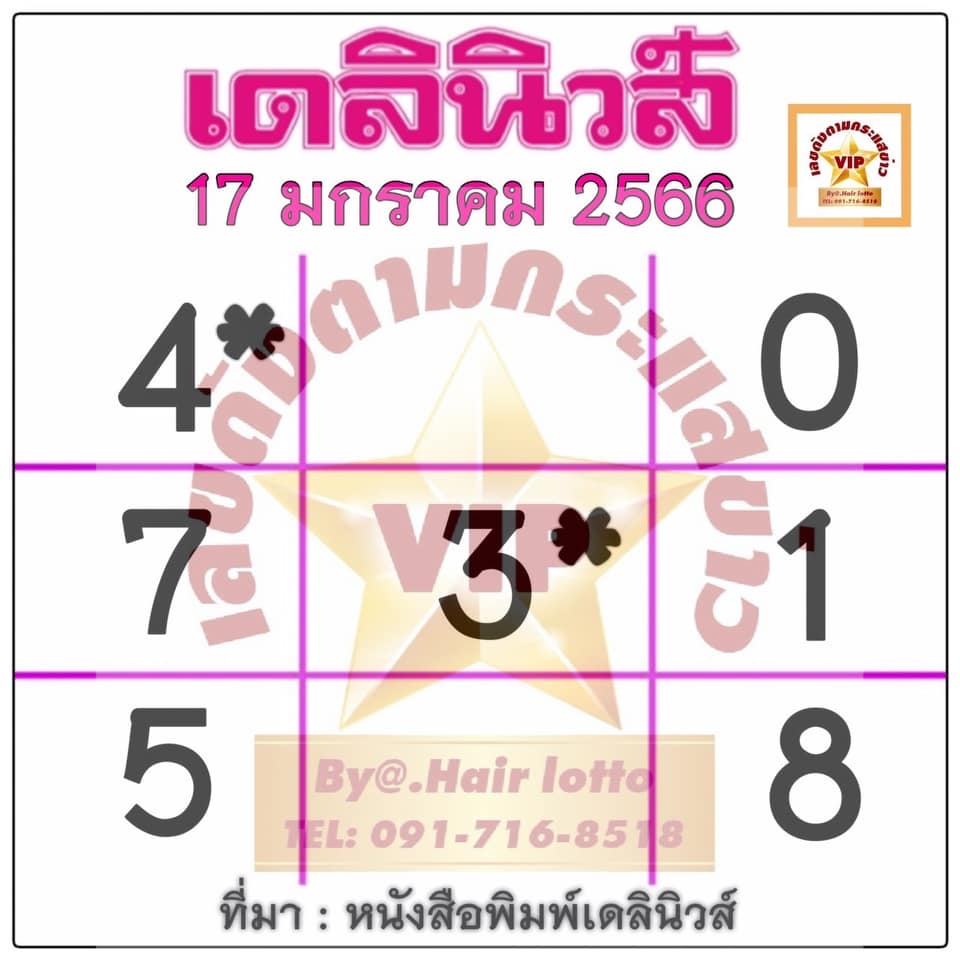 หวยเดลินิวส์ 17/1/66